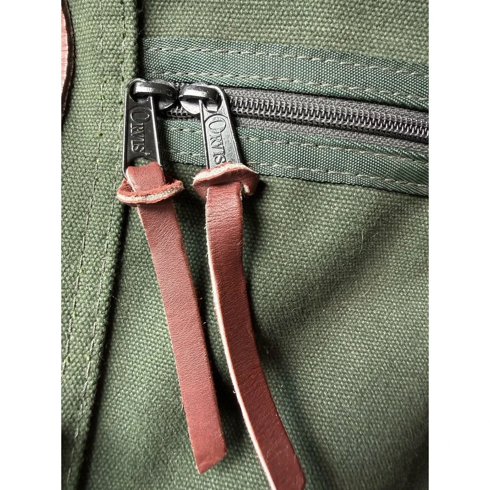 Orvis Vintage Green Canvas & Leather Wheeled Carry-On Duffel Bag 19x13x8
